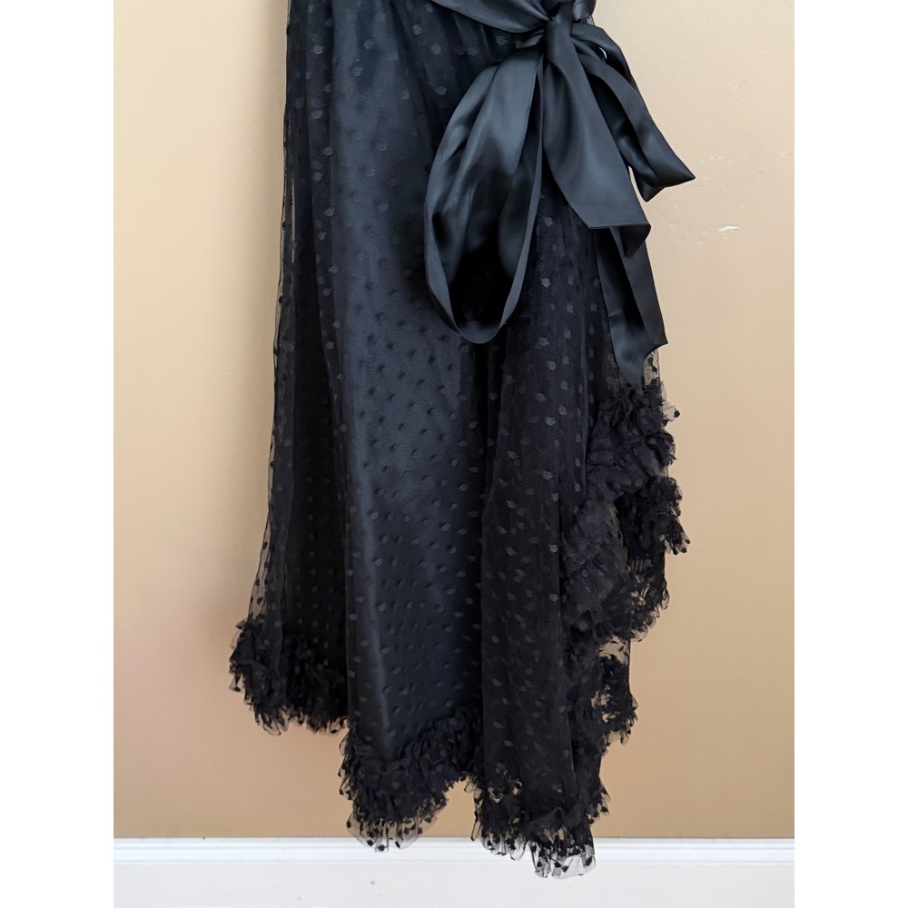 VTG 80s Black Swiss Tulle Dot One Shoulder Cocktail Dress Size 10 Whimsigoth - Picture 5 of 10
